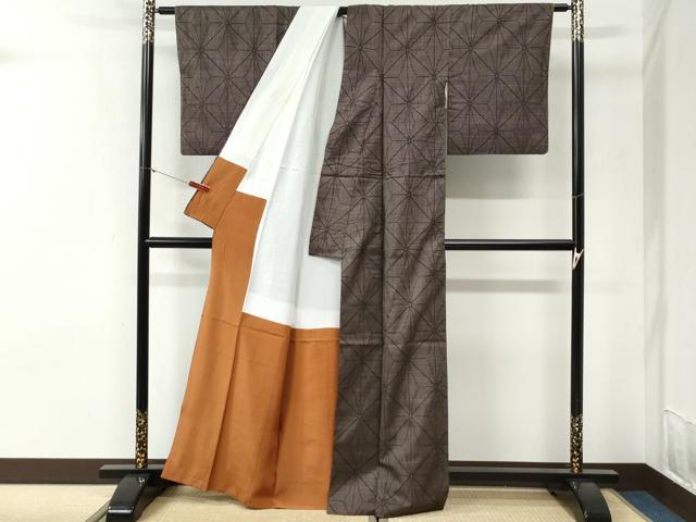平和屋着物●本場大島紬　7マルキ　麻の葉文様　正絹　逸品　CABI2130yc