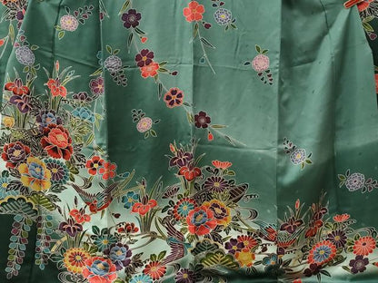 平和屋着物●豪華振袖　紅型　浜松尾長鳥草花文　暈し染め　正絹　逸品　CABI2132yc