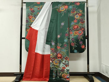 平和屋着物●豪華振袖　紅型　浜松尾長鳥草花文　暈し染め　正絹　逸品　CABI2132yc