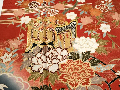 平和屋着物●豪華振袖　駒刺繍　御所車流水籬草花文　暈し染め　金彩　正絹　逸品　CABI2133yc