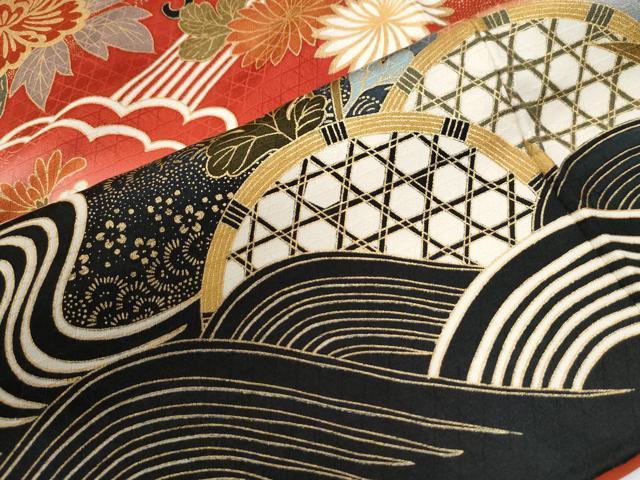 平和屋着物●豪華振袖　駒刺繍　御所車流水籬草花文　暈し染め　金彩　正絹　逸品　CABI2133yc
