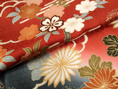 平和屋着物●豪華振袖　駒刺繍　御所車流水籬草花文　暈し染め　金彩　正絹　逸品　CABI2133yc