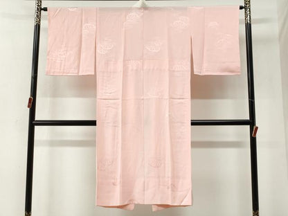 平和屋着物●長襦袢　無双仕立て　片輪車地紋　鴇色　正絹　逸品　CABI2138yc