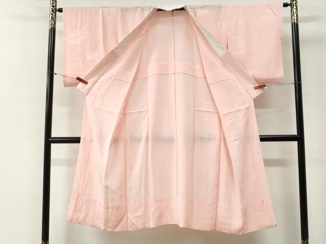 平和屋着物●長襦袢　無双仕立て　片輪車地紋　鴇色　正絹　逸品　CABI2138yc
