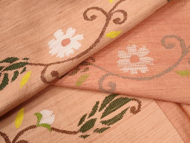 平和屋着物●上質な紬　市松花唐草文　正絹　逸品　未使用　CABI2147yc