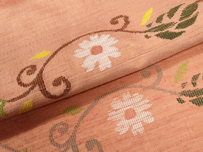 平和屋着物●上質な紬　市松花唐草文　正絹　逸品　未使用　CABI2147yc