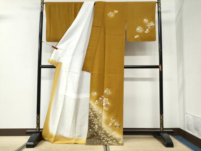 平和屋着物●訪問着　裏菊草花文　暈し染め　金彩　正絹　逸品　未使用　CABI2150yc