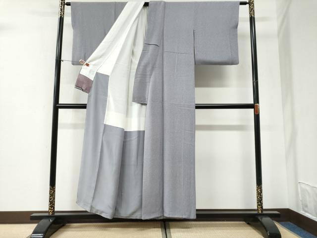 平和屋着物●江戸小紋　唐草文　鬼しぼ縮緬　正絹　逸品　CABI2152yc