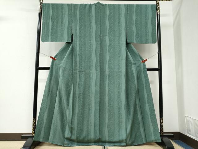 平和屋着物●江戸小紋　よろけ縞花文　正絹　逸品　CABI2153yc