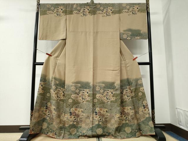 平和屋着物●訪問着　霞草花文　金彩　正絹　逸品　CABI2154yc