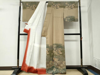 平和屋着物●訪問着　霞草花文　金彩　正絹　逸品　CABI2154yc