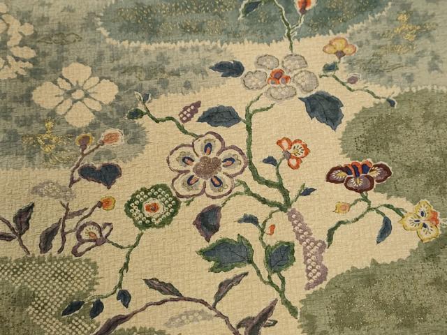 平和屋着物●訪問着　霞草花文　金彩　正絹　逸品　CABI2154yc