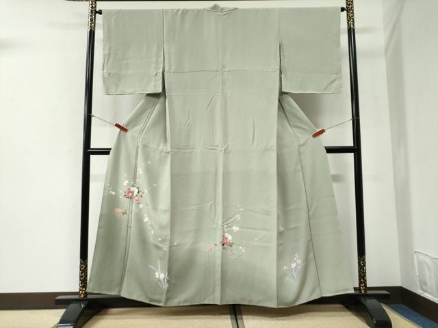 平和屋着物●訪問着　友禅　枝花文　暈し染め　正絹　逸品　CABI2155yc