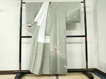 平和屋着物●訪問着　友禅　枝花文　暈し染め　正絹　逸品　CABI2155yc