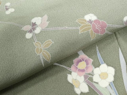 平和屋着物●訪問着　友禅　枝花文　暈し染め　正絹　逸品　CABI2155yc