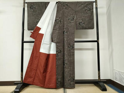 平和屋着物●本場大島紬　7マルキ　枝花文　正絹　逸品　未使用　CABI2156yc
