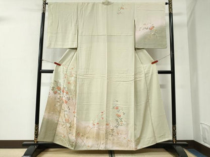 平和屋着物●訪問着　流水枝花文　暈し染め　金彩　正絹　逸品　CABI2161yc
