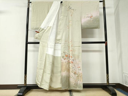 平和屋着物●訪問着　流水枝花文　暈し染め　金彩　正絹　逸品　CABI2161yc