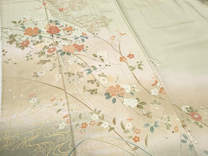平和屋着物●訪問着　流水枝花文　暈し染め　金彩　正絹　逸品　CABI2161yc