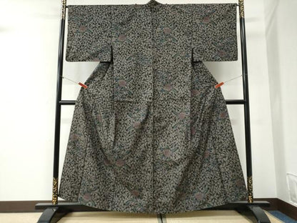 平和屋着物●本場大島紬　7マルキ　更紗花唐草文　正絹　逸品　CABI2162yc