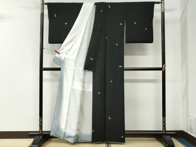 平和屋着物●訪問着　総刺繍　文箱宝尽くし文　黒地　金糸　正絹　逸品　CABI2163yc