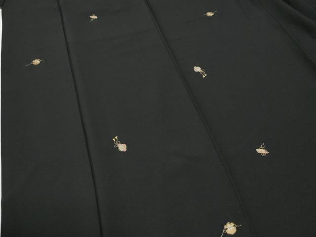 平和屋着物●訪問着　総刺繍　文箱宝尽くし文　黒地　金糸　正絹　逸品　CABI2163yc
