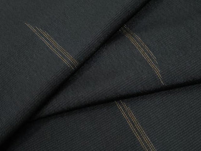 平和屋着物●本塩沢　霞文　黒地　正絹　逸品　CABI2164yc
