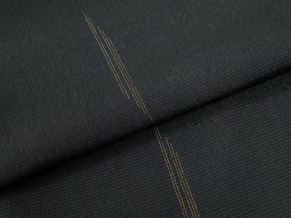 平和屋着物●本塩沢　霞文　黒地　正絹　逸品　CABI2164yc