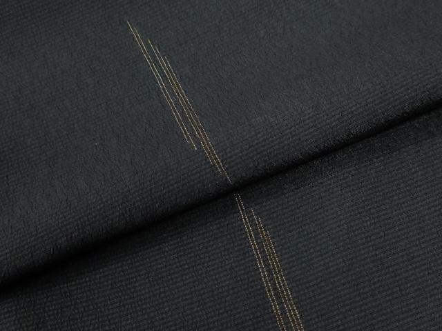 平和屋着物●本塩沢　霞文　黒地　正絹　逸品　CABI2164yc