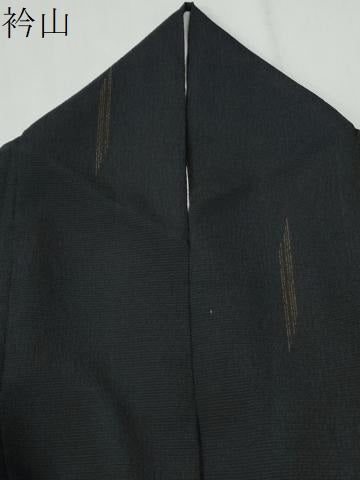 平和屋着物●本塩沢　霞文　黒地　正絹　逸品　CABI2164yc