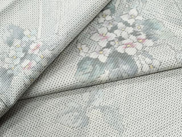 平和屋着物●本場大島紬　白大島　7マルキ　総絣　草花文　正絹　逸品　CABI2167yc