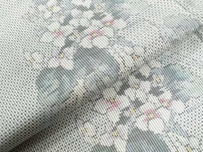 平和屋着物●本場大島紬　白大島　7マルキ　総絣　草花文　正絹　逸品　CABI2167yc
