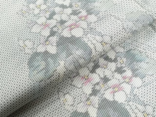 平和屋着物●本場大島紬　白大島　7マルキ　総絣　草花文　正絹　逸品　CABI2167yc