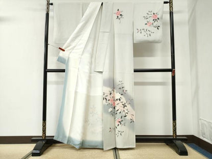 平和屋着物●訪問着　友禅　枝花文　暈し染め　正絹　逸品　CABI2168yc