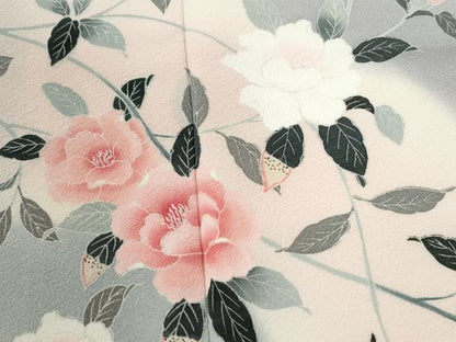 平和屋着物●訪問着　友禅　枝花文　暈し染め　正絹　逸品　CABI2168yc
