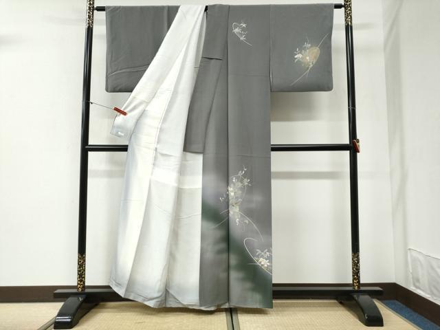 平和屋着物●訪問着　葡萄蔦の葉花文　暈し染め　金彩　正絹　逸品　CABI2170yc