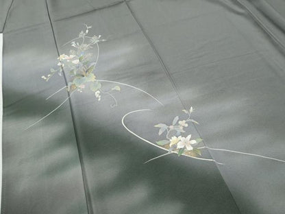 平和屋着物●訪問着　葡萄蔦の葉花文　暈し染め　金彩　正絹　逸品　CABI2170yc