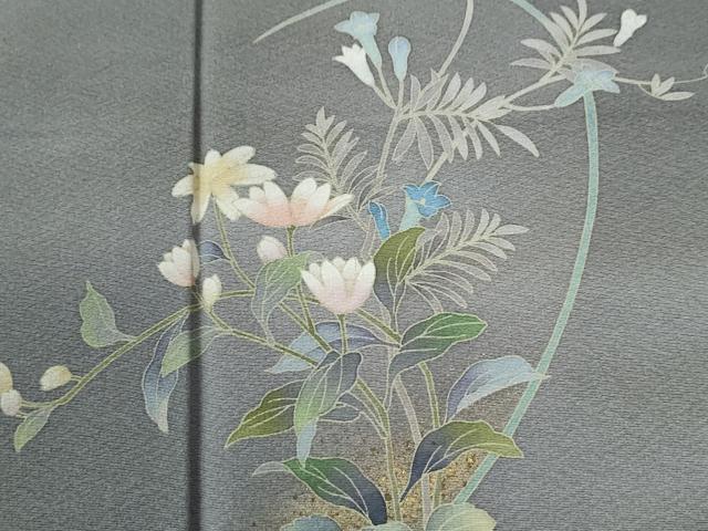 平和屋着物●訪問着　葡萄蔦の葉花文　暈し染め　金彩　正絹　逸品　CABI2170yc