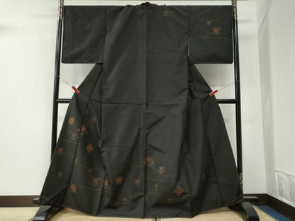 平和屋着物●訪問着　本場染大島紬　霞草花文　金彩　正絹　逸品　未使用　CABI2172yc