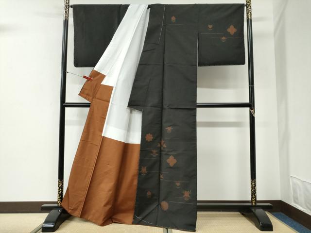 平和屋着物●訪問着　本場染大島紬　霞草花文　金彩　正絹　逸品　未使用　CABI2172yc