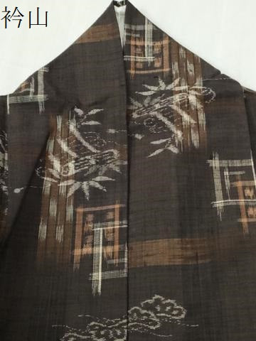 平和屋着物●上質な紬　松竹梅吉祥絵巻文　正絹　逸品　CABI2175yc