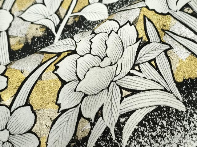平和屋着物●訪問着　草花文　たたき染め　金銀彩　正絹　逸品　未使用　CABI2178yc