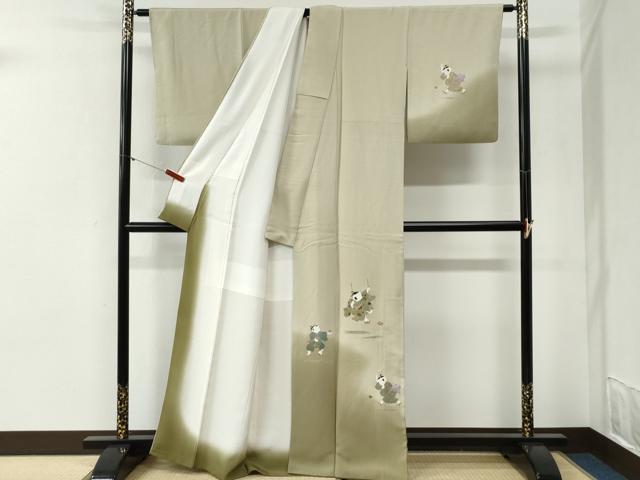 平和屋着物●中国三大刺繍　スワトウ刺繍　訪問着　童子遊び　暈し染め　金糸　正絹　逸品　CABI2180yc