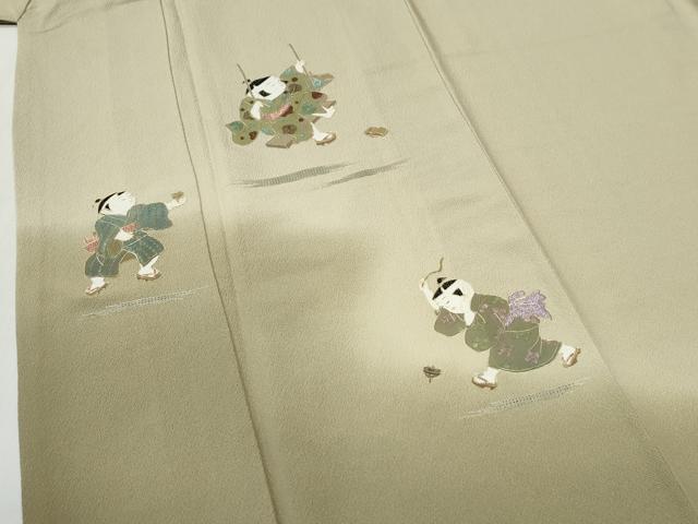 平和屋着物●中国三大刺繍　スワトウ刺繍　訪問着　童子遊び　暈し染め　金糸　正絹　逸品　CABI2180yc