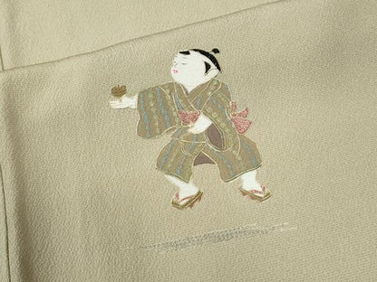 平和屋着物●中国三大刺繍　スワトウ刺繍　訪問着　童子遊び　暈し染め　金糸　正絹　逸品　CABI2180yc