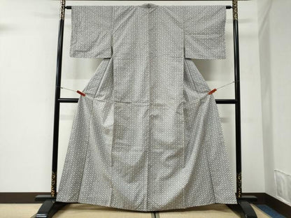 平和屋着物●上質な小紋　紬地　七宝文　正絹　逸品　CABI2183yc