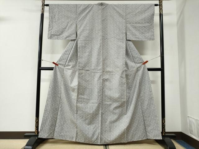 平和屋着物●上質な小紋　紬地　七宝文　正絹　逸品　CABI2183yc