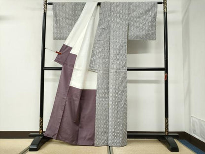 平和屋着物●上質な小紋　紬地　七宝文　正絹　逸品　CABI2183yc