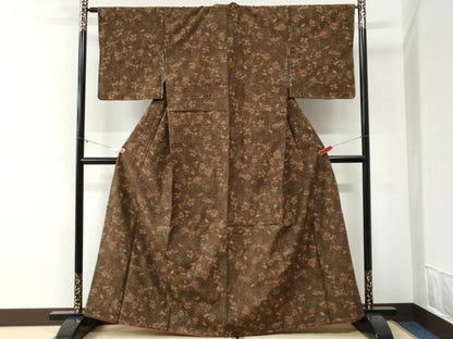 平和屋着物●小千谷紬　草花文　正絹　逸品　未使用　CABI2184yc