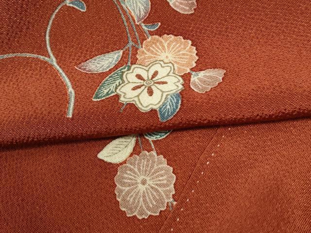 平和屋着物●訪問着　霞枝花文　暈し染め　鬼しぼ縮緬　正絹　逸品　CABI2185yc